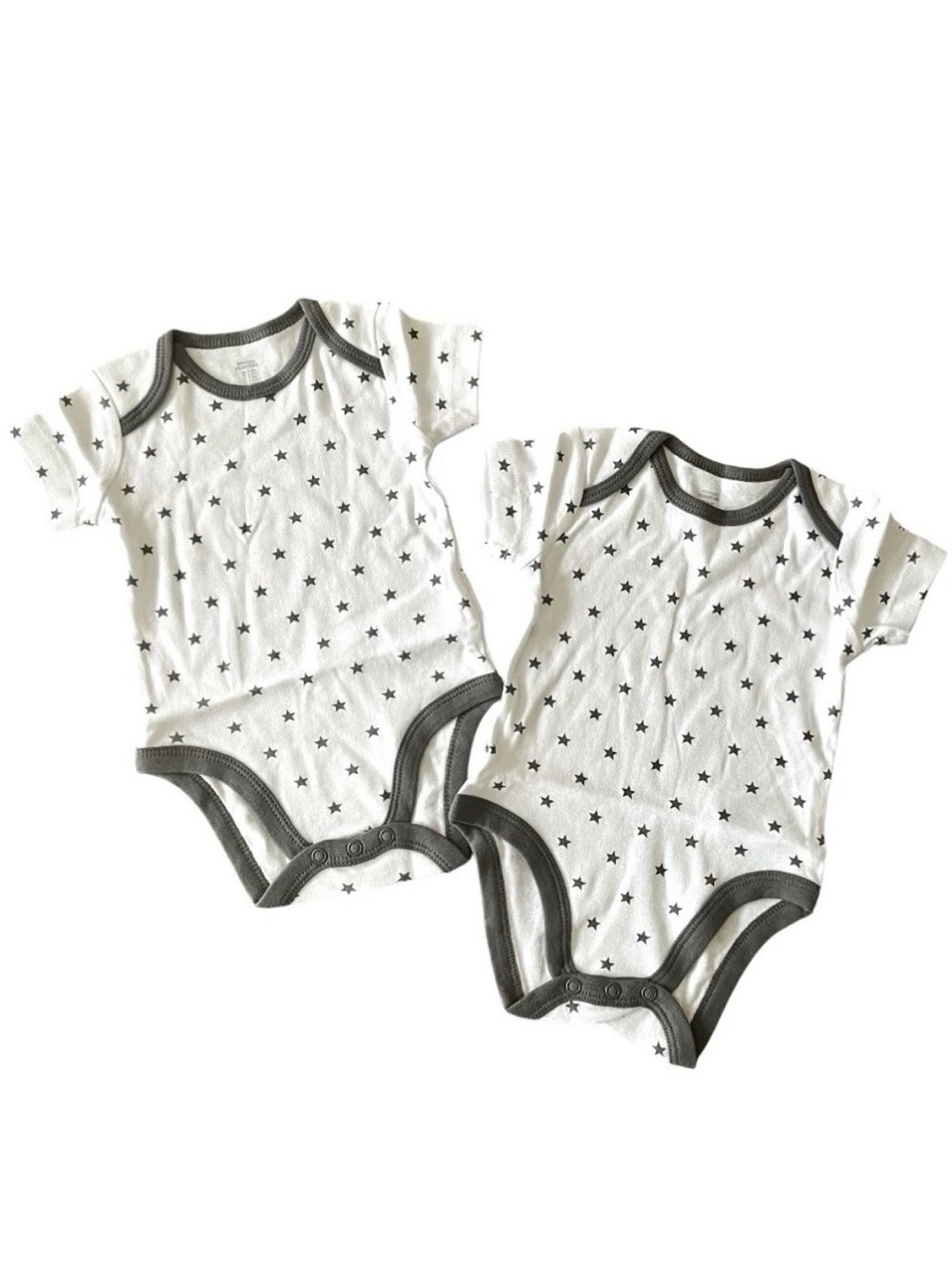 Amazon Essentials Baby 3-6 Months Bodysuit 2 Pack Short Sleeve Gray Star